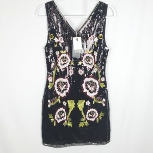 Endless Rose Floral Sequin Beaded Cocktail Dress